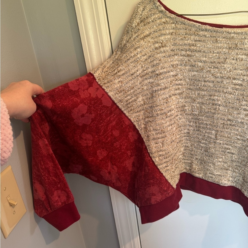 Anthropologie Women's Red and Gray Sweater, size Medium - Picture 3 of 6